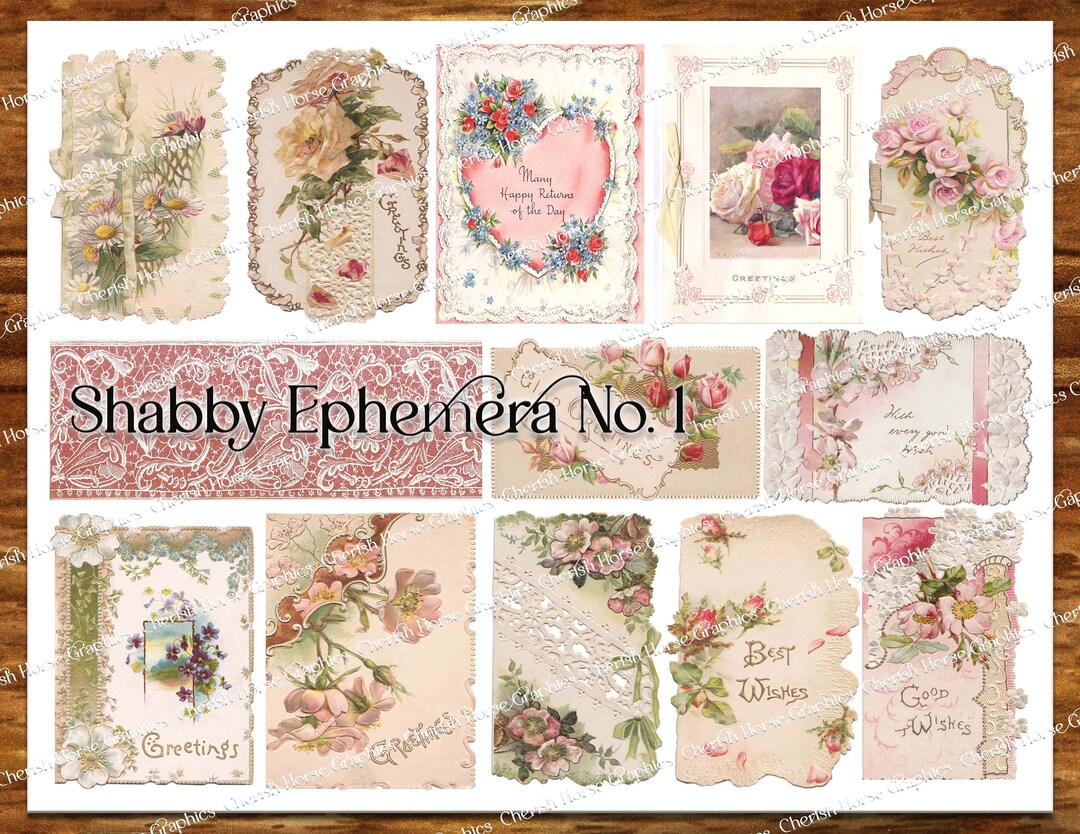 Shabby Ephemera No. 1 Collage Full Sheet - Instant Download Printable ...