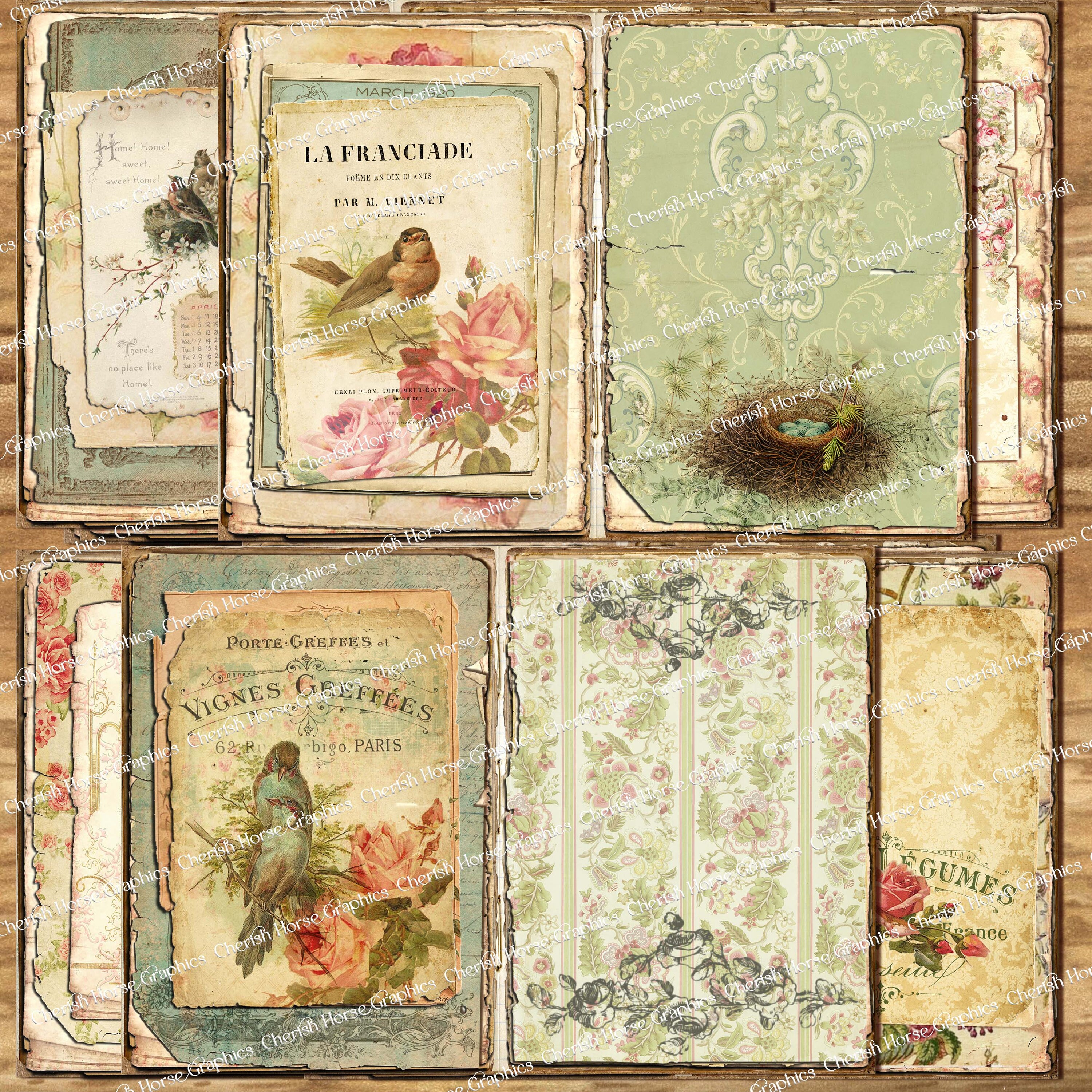 Vintage Birds Junk Journal Kit – Printable Collage Pages (digital ...