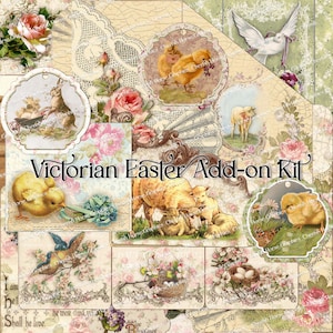 Viktorianische Ostern Add-on Kit - sofortiger Download druckbare digitale Collage Seiten - Scrapbooking Kunst Handwerk DIY