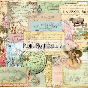 Pastel No. 1 Collage Page Download 8.5x11  - instant download printable digital collage page - scrapbooking arts crafts DIY