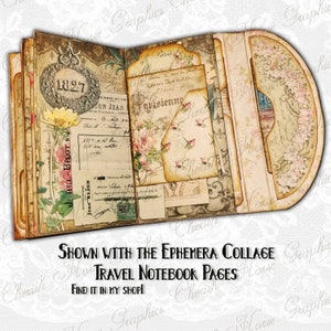 Ephemera Collage Travel Notebook Folio Kit 4.75 X 8.5 Instant Download ...