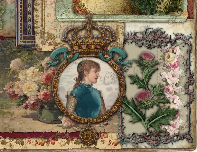 Renaissance Collage Sheet – Medieval Ephemera, Scrapbooking (digital ...