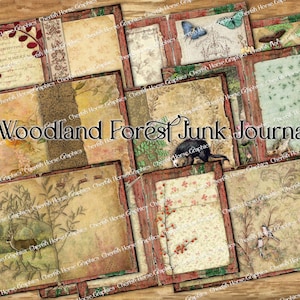 Woodland Forest Junk Journal 5"x7" Kit - descarga digital imprimible instantánea - animales critters trees collage