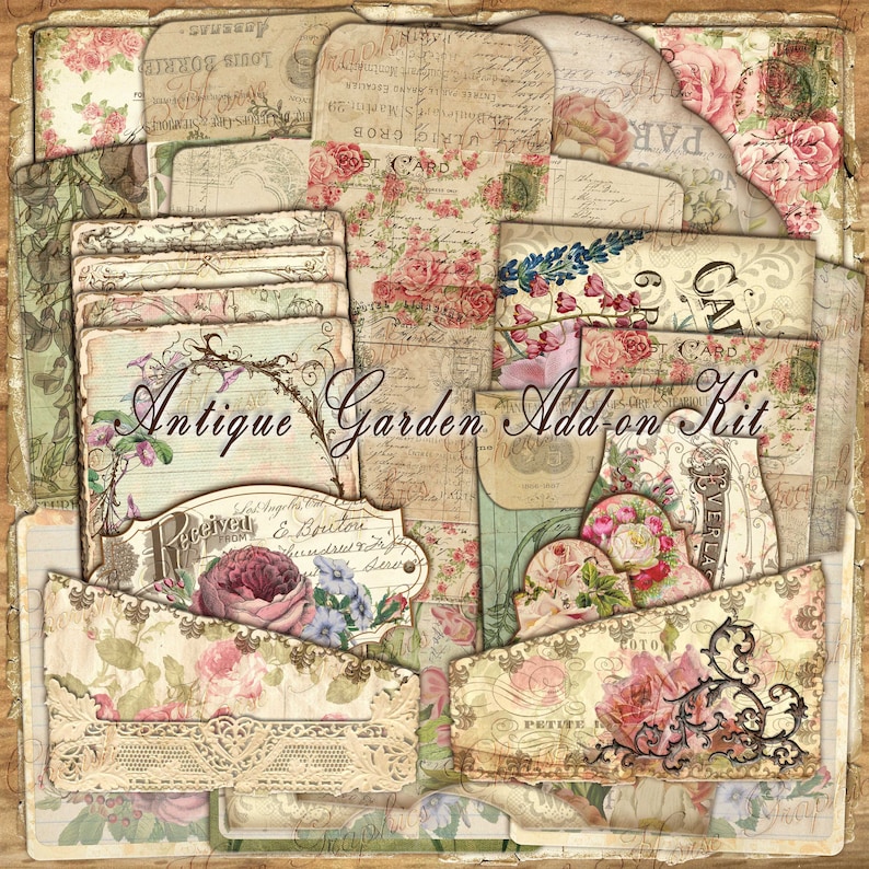 Antique Garden Junk Journal Add-on Kit – Vintage Ephemera (digital ...