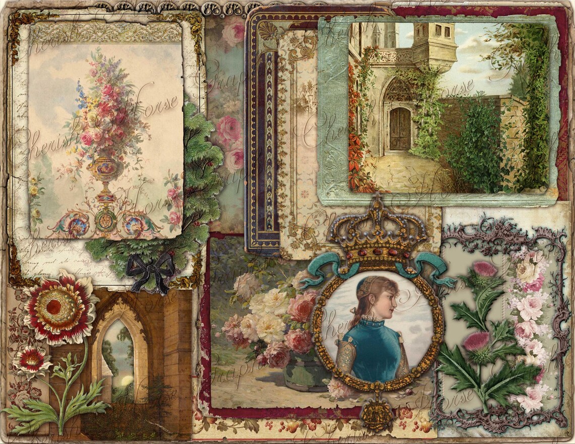 Renaissance Collage Sheet – Medieval Ephemera, Scrapbooking (digital ...