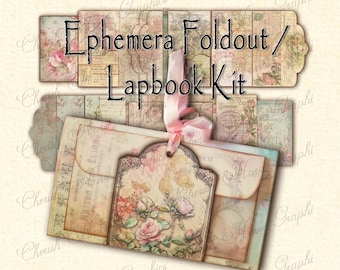 Kit lapbook pieghevole Ephemera: diario spazzatura con pagine di collage digitali stampabili con download istantaneo