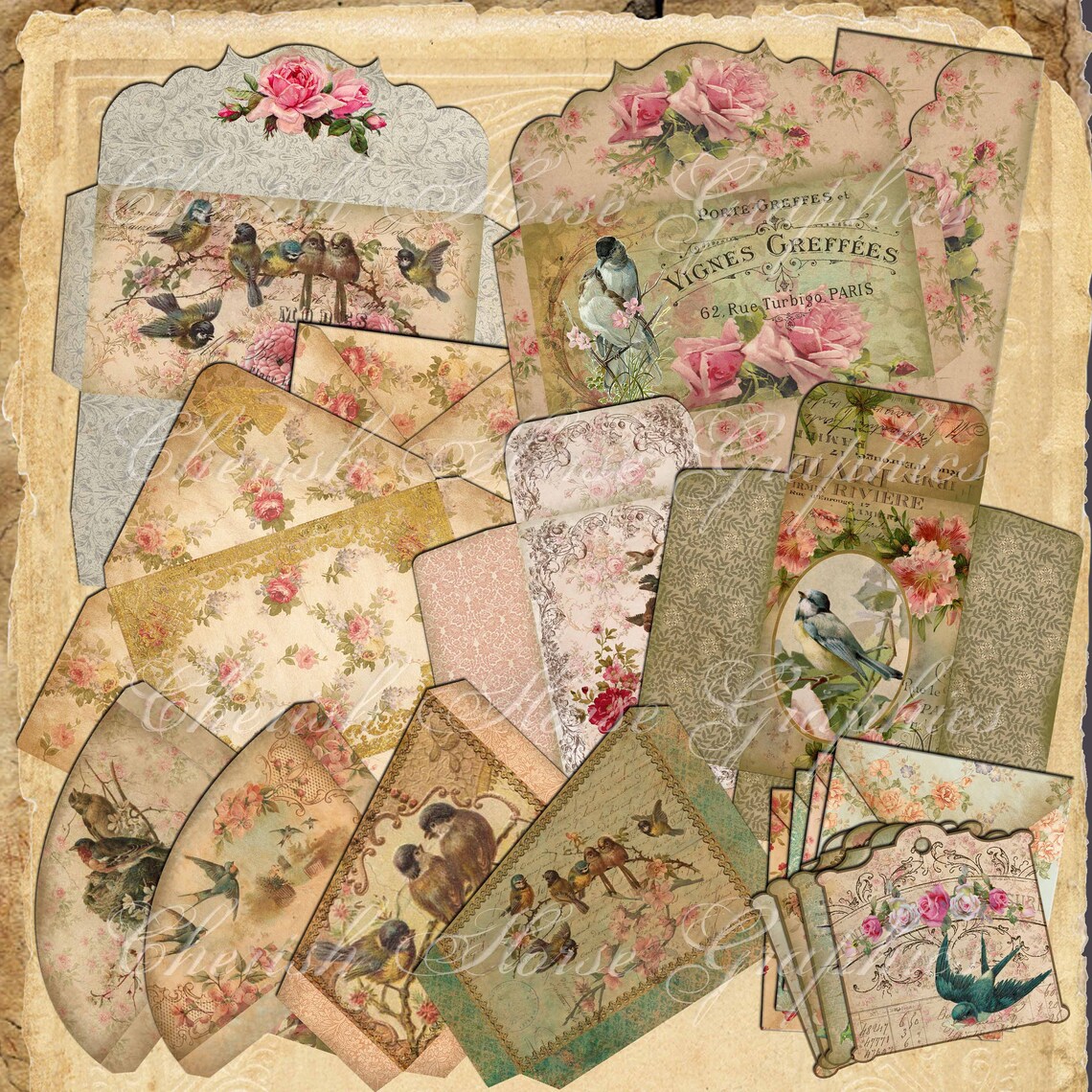 Vintage Birds Junk Journal Add-on Kit - Ephemera & Tags (digital ...