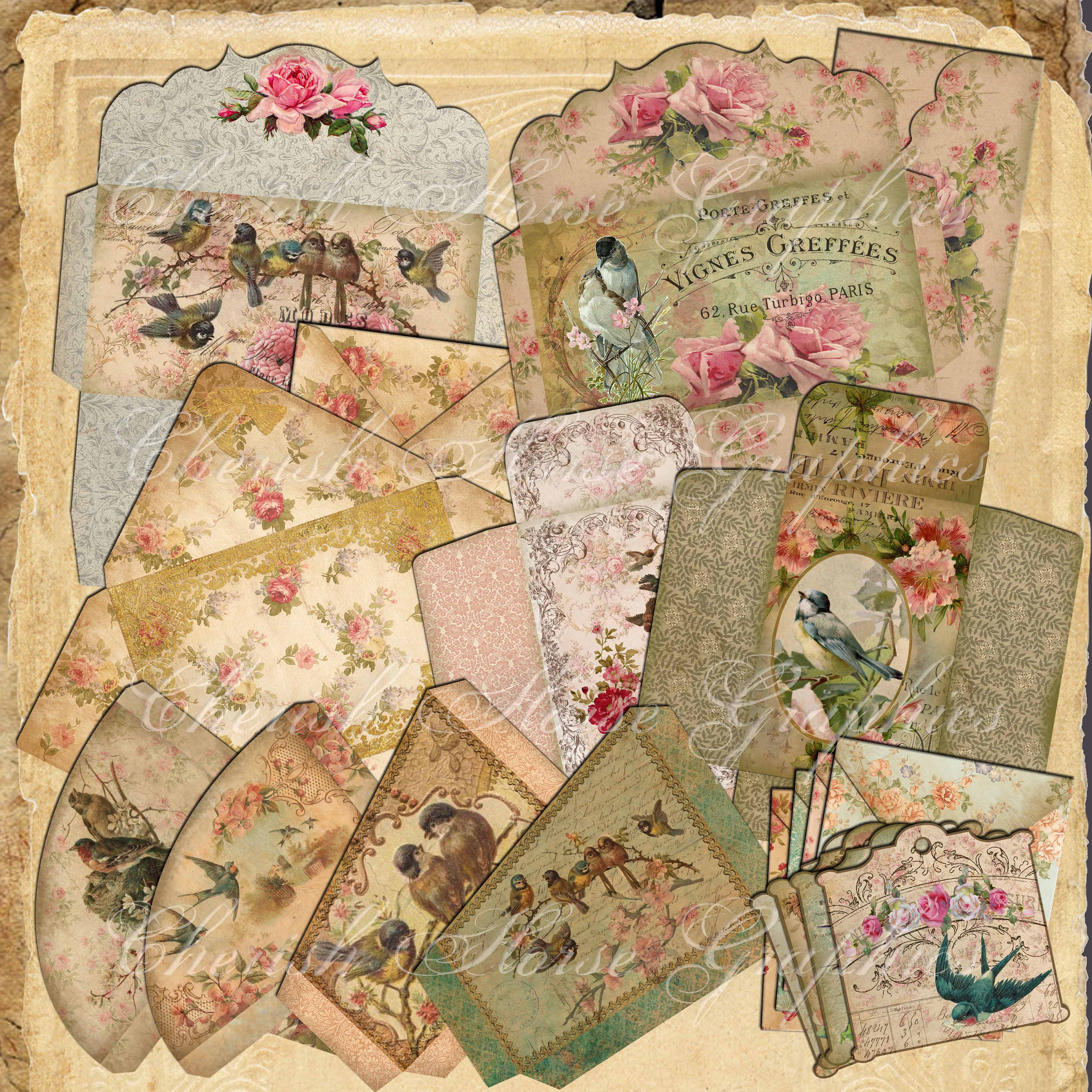 Vintage Birds Junk Journal Add-on Kit - Ephemera & Tags (digital ...