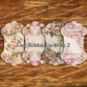 Bobbin Lace Spool Card No. 2 - Téléchargement instantané imprimable - feuille de collage numérique - fabrication de cartes étiquettes cadeaux scrapbooking
