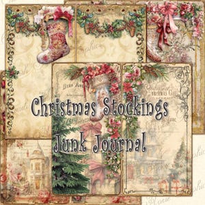 Cuaderno de viaje con medias navideñas, tamaño diario, páginas de 4,375" x 8,375" - páginas digitales imprimibles de descarga instantánea, diario delgado