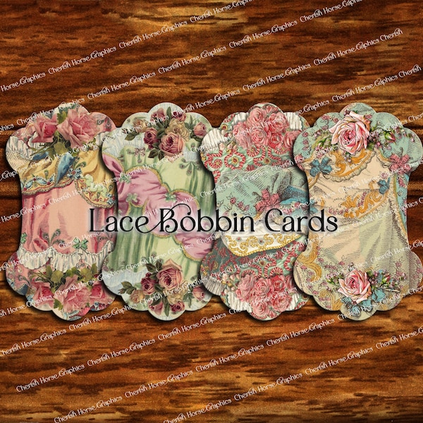 Bobbin Lace Spool Card - Descarga instantánea imprimible - hoja de collage digital - tarjetas que hacen scrapbooking etiquetas de regalo