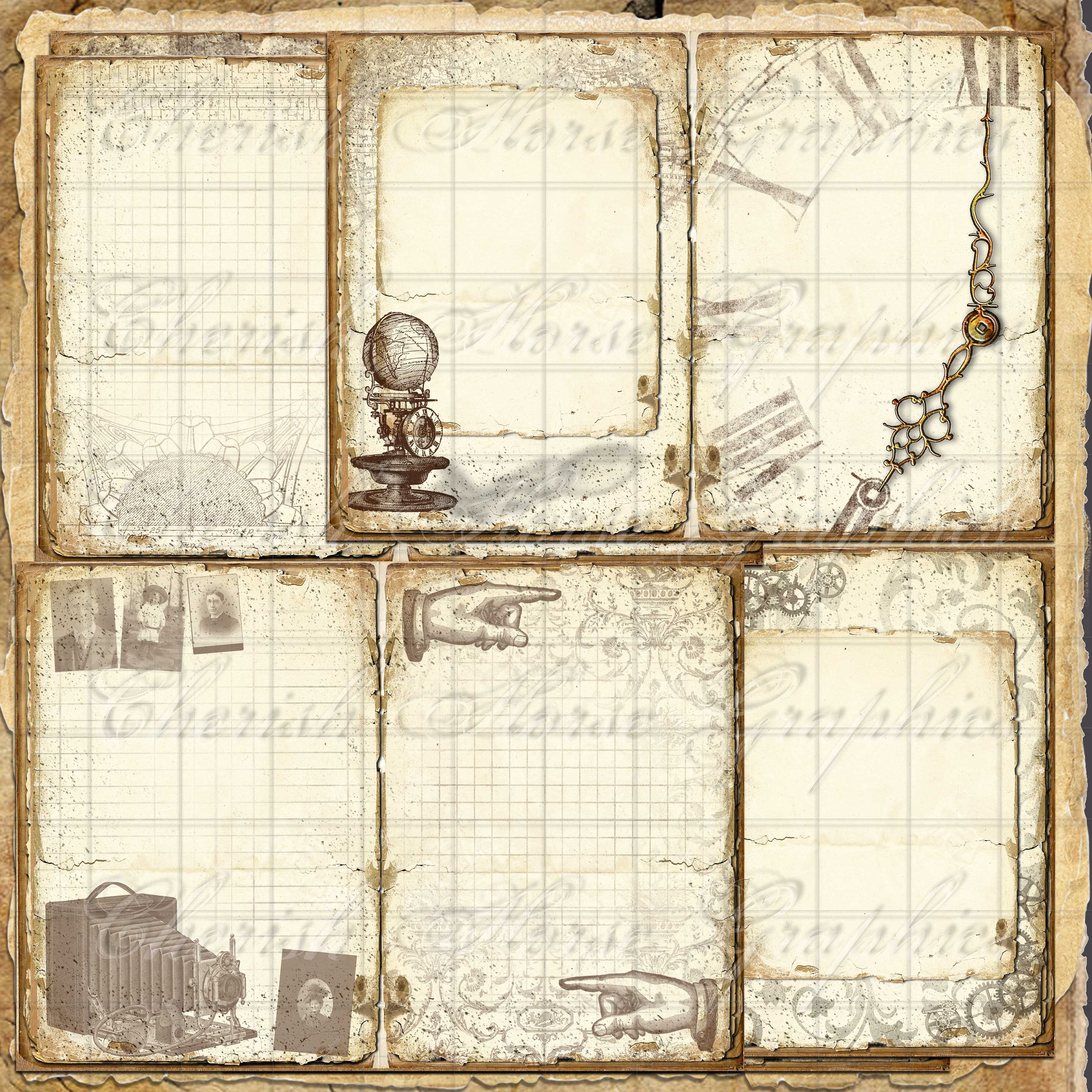 Steampunk Style Junk Journal Kit 5x7 - Instant Digital Download Collage ...