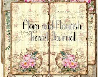 Flora and Flourish Travel Journal Pages – Vintage French Ephemera (Digital Download)
