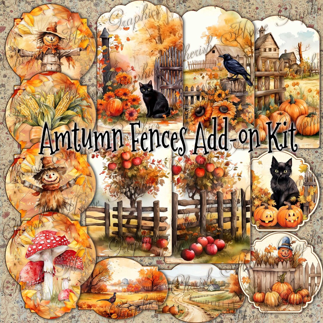 Autumn Fences Junk Journal Add-on Kit - Instant Download Printable ...
