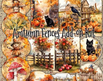 Kit aggiuntivo Autumn Fences Junk Journal - pagine digitali stampabili con download immediato