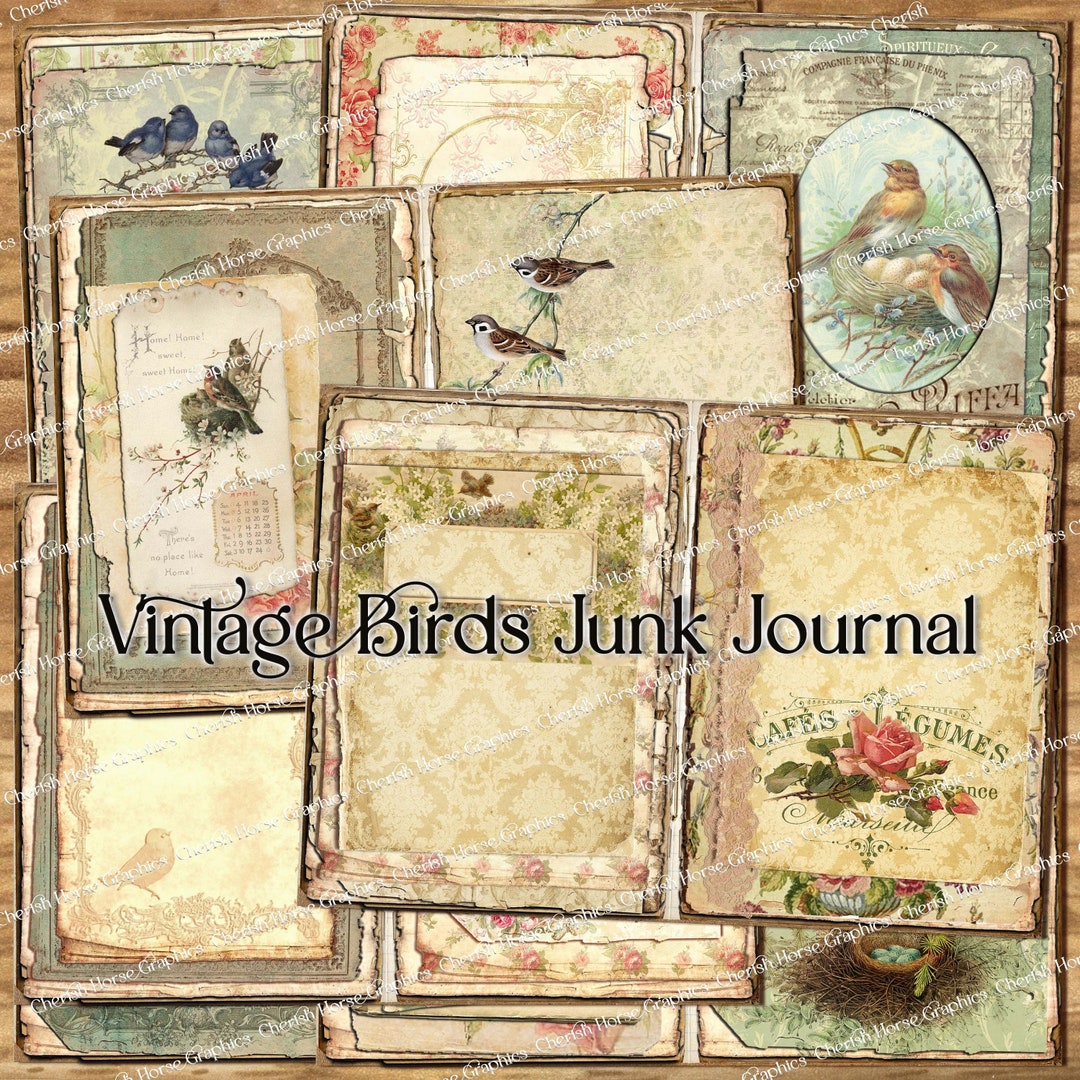 Vintage Birds Junk Journal Kit – Printable Collage Pages (digital ...