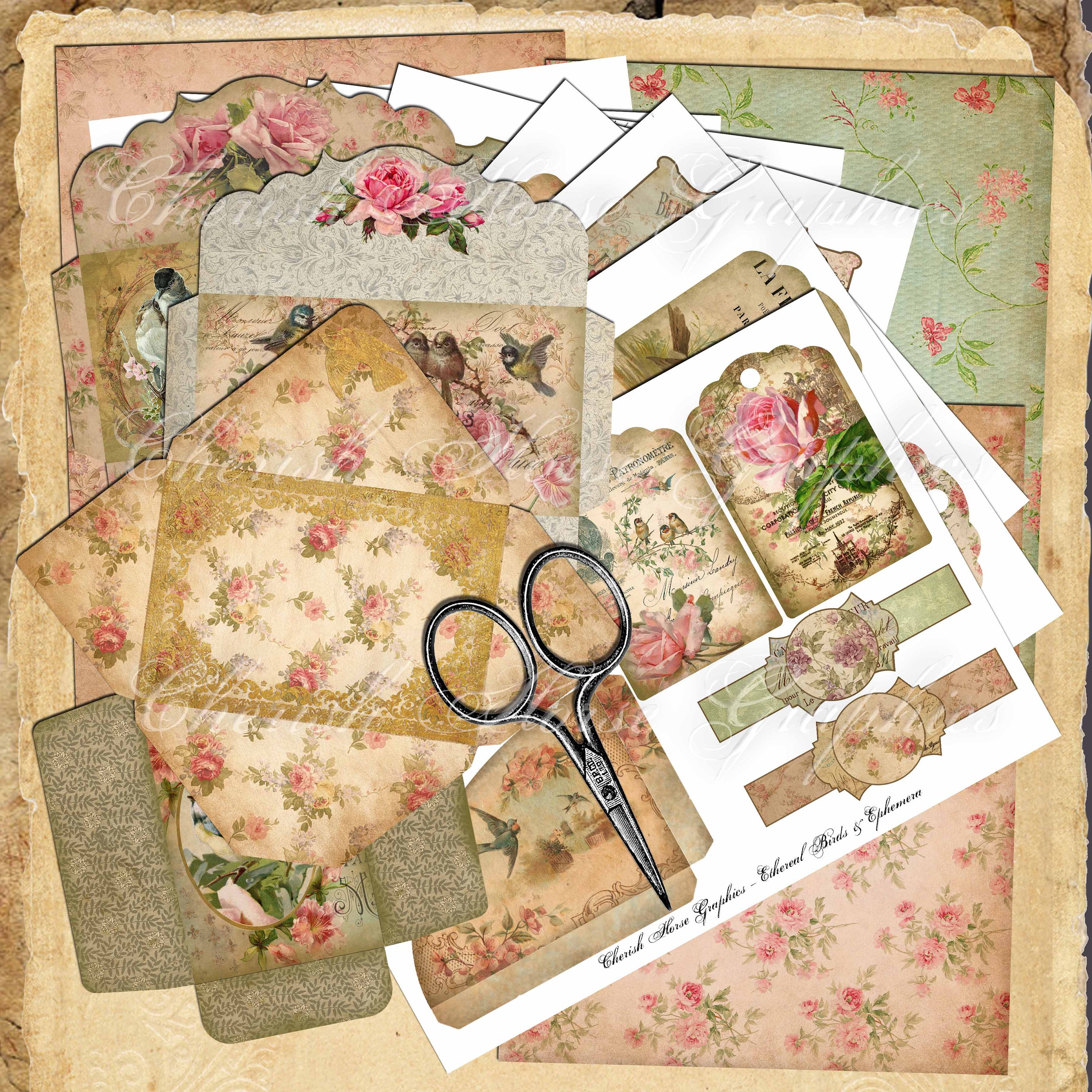 Vintage Birds Junk Journal Add-on Kit - Ephemera & Tags (digital ...