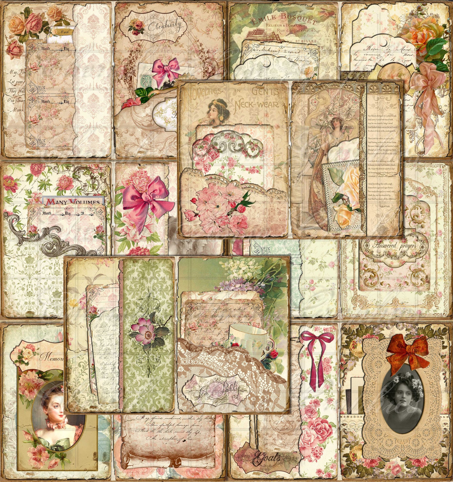 Shabby Chic Memory Junk Journal 5"x7" Kit - Instant Digital Download ...