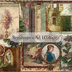 Page de collage Renaissance n° 1 à télécharger 8,5 x 11 - page de collage numérique imprimable à téléchargement immédiat - scrapbooking, arts créatifs, bricolage