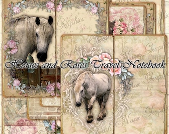 Kit diario Cavalli e Rose – Pagine di diario di viaggio stampabili (download digitale)