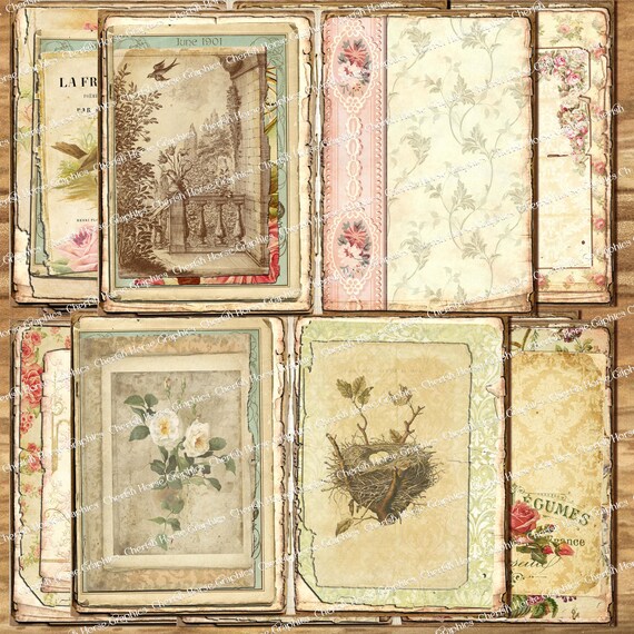 Vintage Birds Junk Journal 5x7 Kit collage scrapbooking decoupage DIY ...