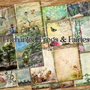 Zauberhafte Frösche & Feen Junk Journal Kit 5x7 - sofortiger Download druckbare digitale Seiten - Fantasy Wald