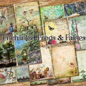 Enchanted Frogs & Fairies Junk Journal Kit 5x7 - instant download printable digital pages - fantasy forest