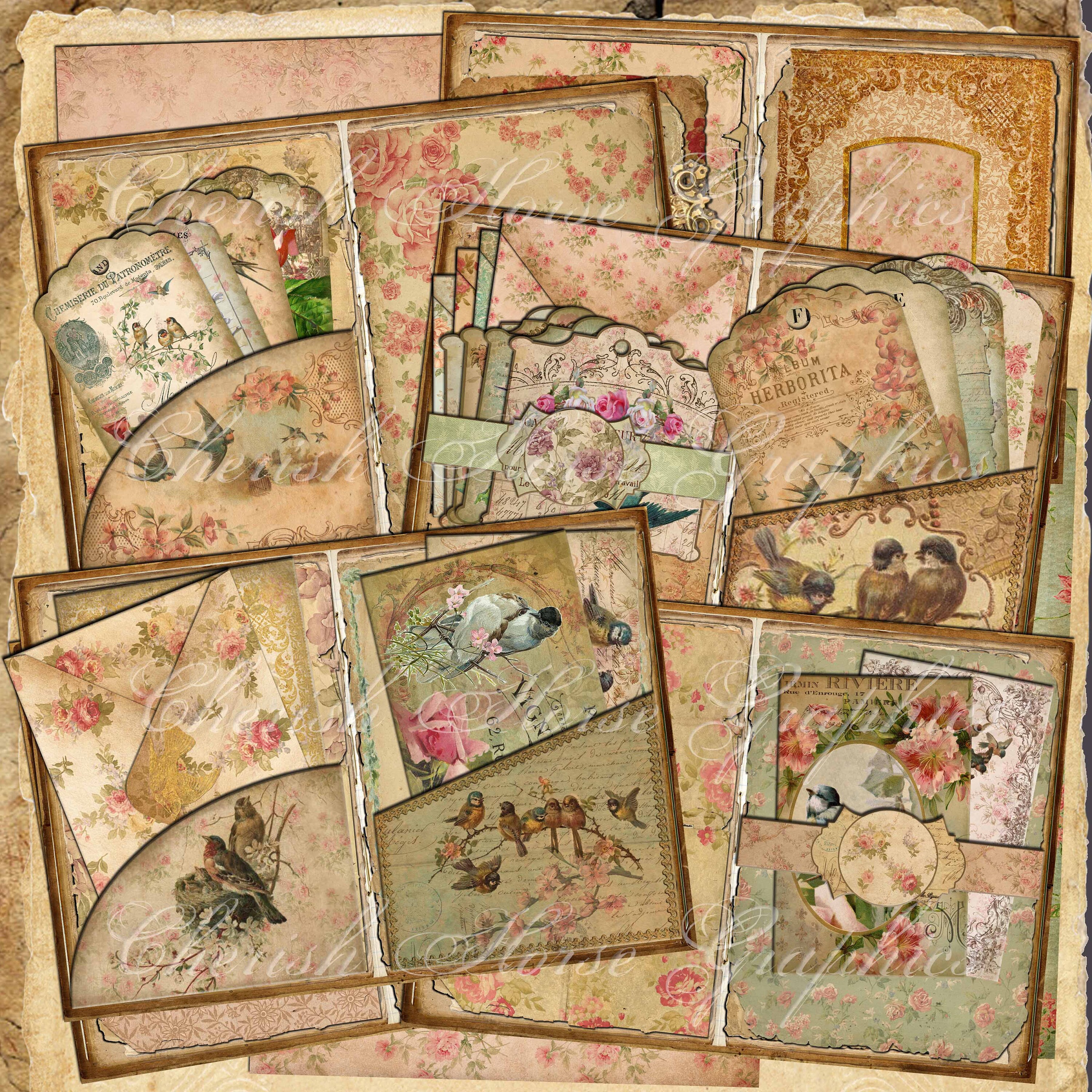 Vintage Birds Junk Journal Add-on Kit - Ephemera & Tags (digital ...