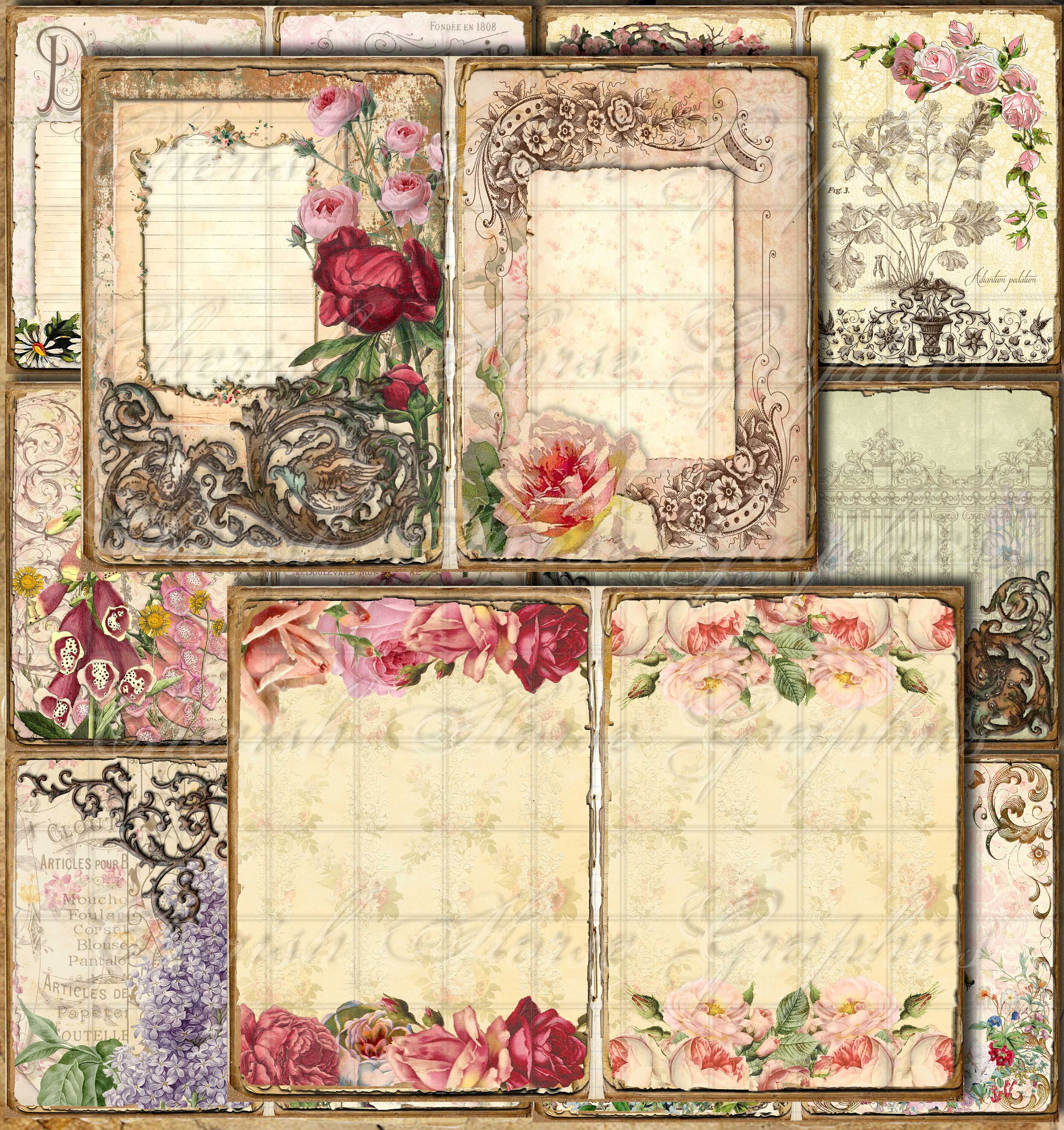 Antique Garden Junk Journal Kit – Vintage Ephemera, Floral Collage ...