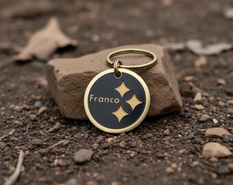 Op maat gegraveerd messing huisdier-ID-tag: gepersonaliseerde hond/kat-tag