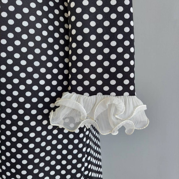 Black Dress with White Polka Dots and Ruffle Trim… - image 4