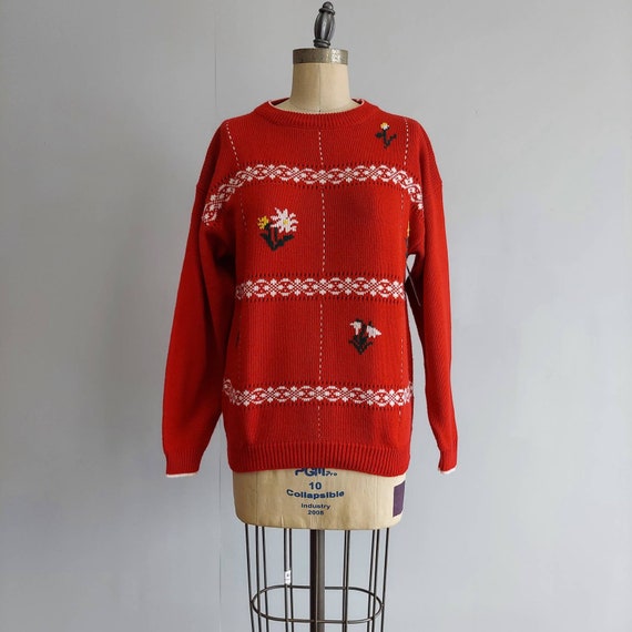 Red Sweater with Flowers - image 3