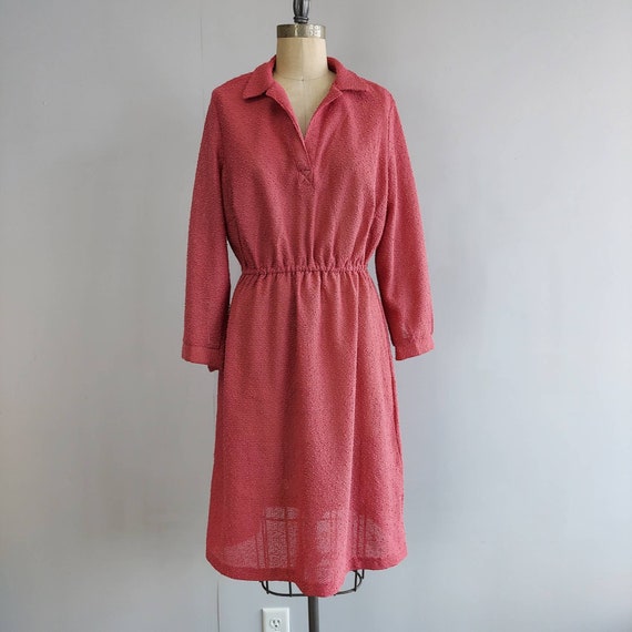 70s Dusty Rose Pink Knit Dress with Matching Vest… - image 4