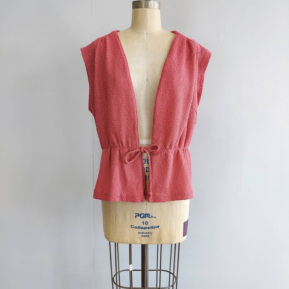 70s Dusty Rose Pink Knit Dress with Matching Vest… - image 8