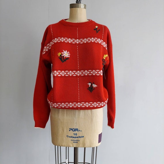 Red Sweater with Flowers - image 1