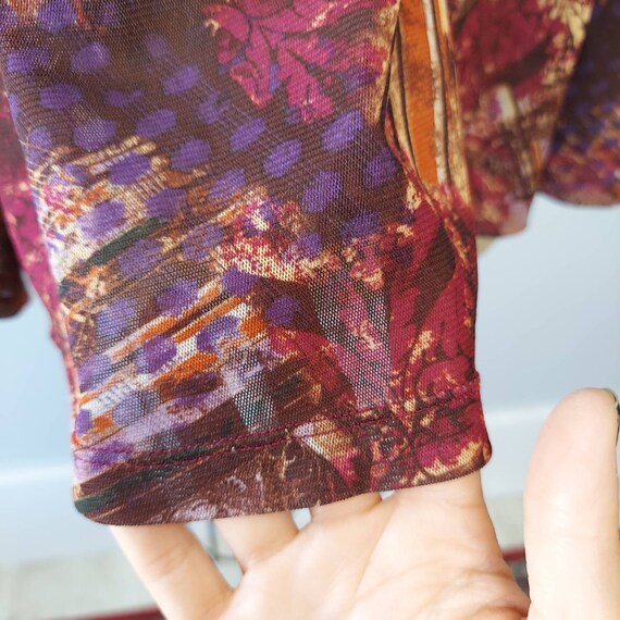 Sheer Print Snap Up Shirt with Flutter Cuffs - image 5