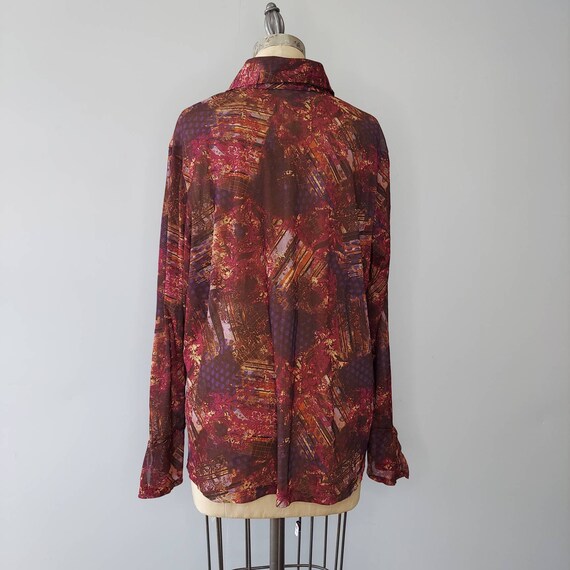 Sheer Print Snap Up Shirt with Flutter Cuffs - image 4