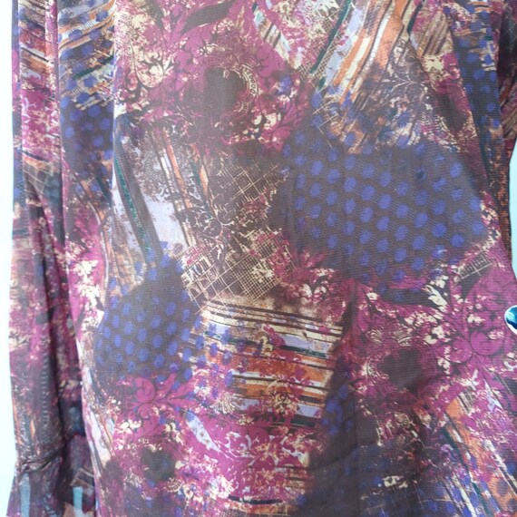 Sheer Print Snap Up Shirt with Flutter Cuffs - image 6