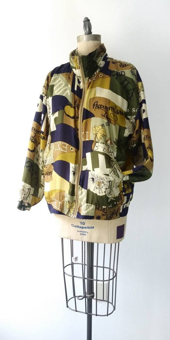Silk Bomber with Vintage Travel Ads - image 6