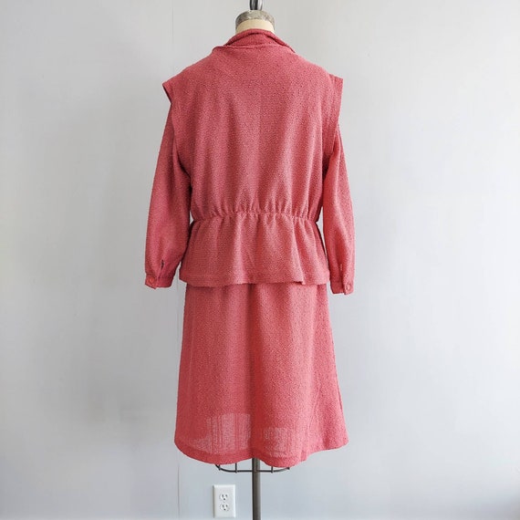 70s Dusty Rose Pink Knit Dress with Matching Vest… - image 3