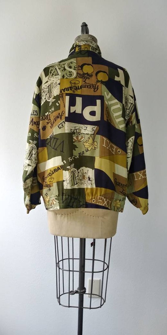 Silk Bomber with Vintage Travel Ads - image 3