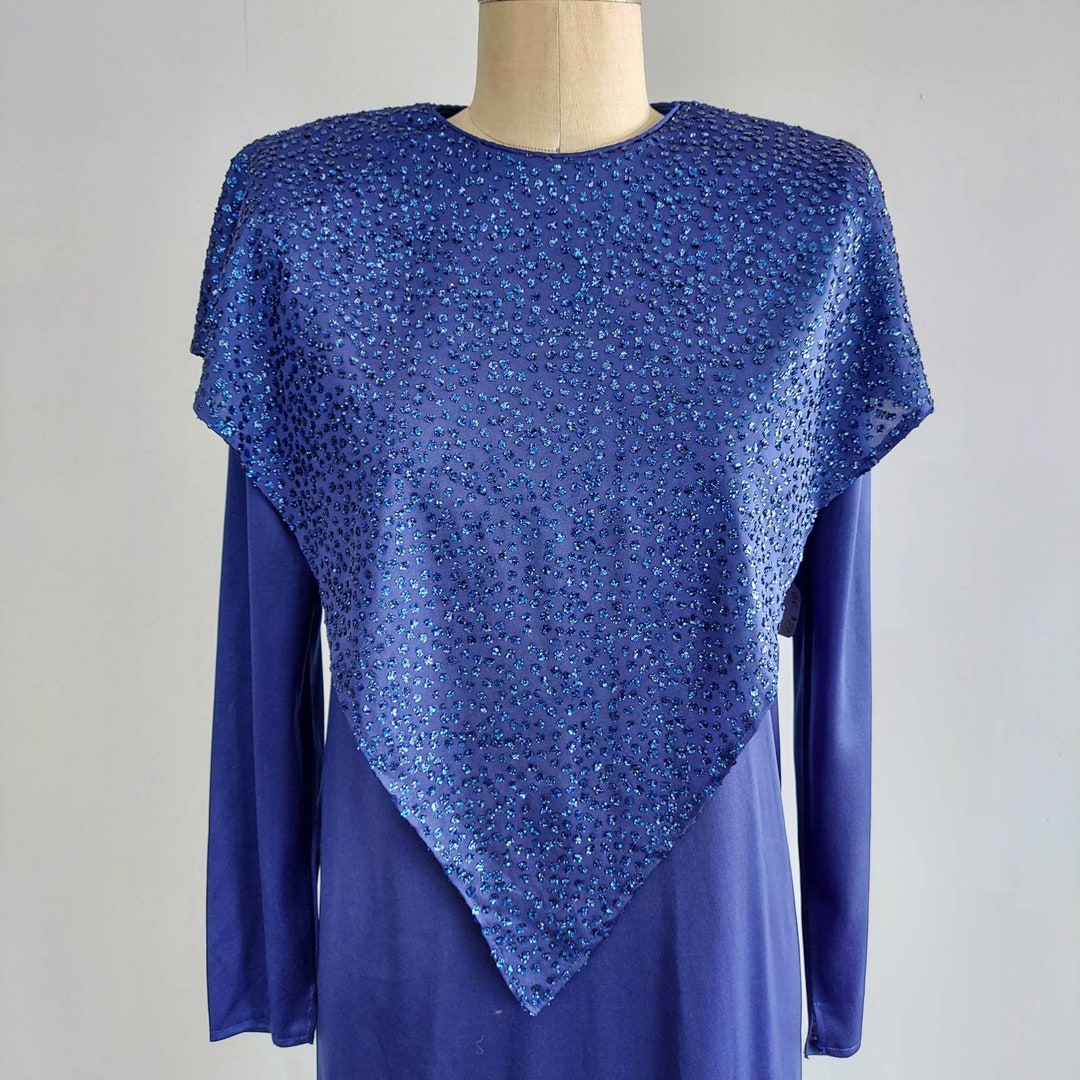 Royal Blue Glitter Cape Dress M/L Etsy