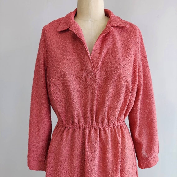 70s Dusty Rose Pink Knit Dress with Matching Vest… - image 6