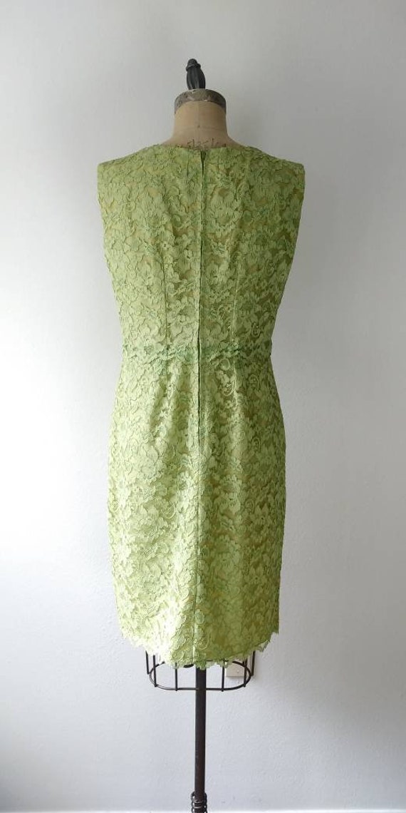 60s Lime Green Lace Wiggle Dress - image 6