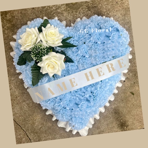 HEART Baby Blue or ANY Colours Personalised With Ribbon and