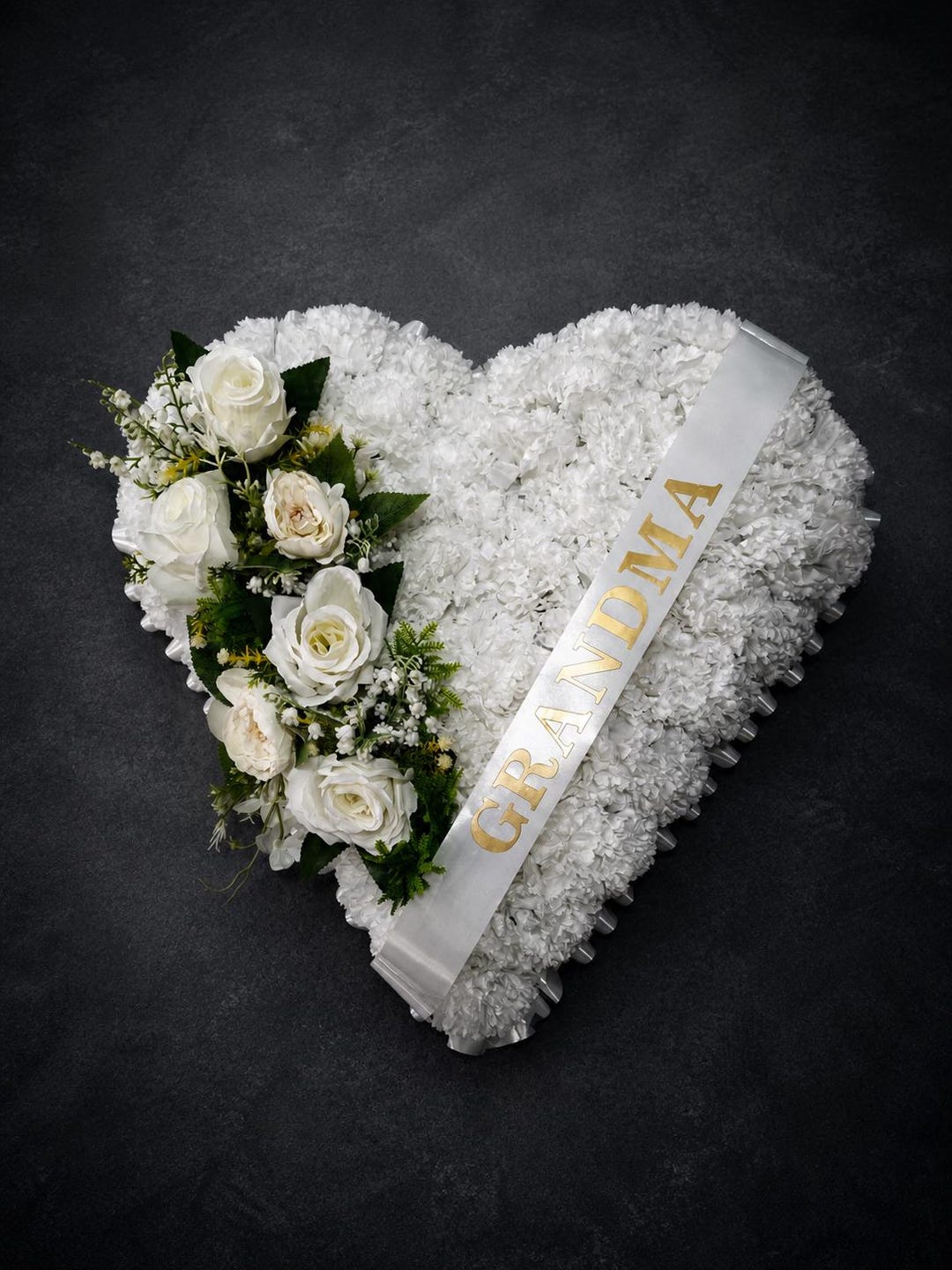 Personalized Lily of the Valley & Rose Heart Floral Tribute
