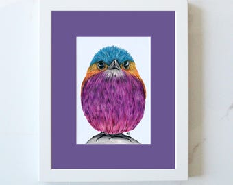 Lilac Breasted Roller Bird Print: Original Colored Pencil Drawing