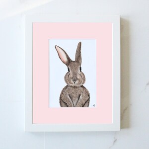 Baby Bunny Original Acrylic Painting Print Hand Painted Hand Drawn Rabbit Animal Art Hanging Wall Art Kid Brown Bun