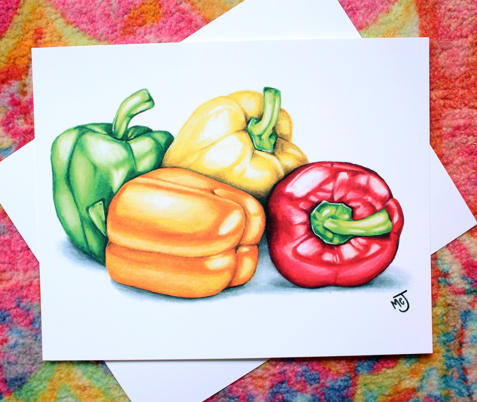 HandDrawn Colorful Peppers Print Red Yellow Green Orange Etsy