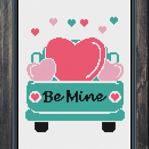 Valentine's Day Cross Stitch, Valentines Day Cross Stitch, Be Mine Cross Stitch, Truck Cross Stitch, Cross Stitch, Cross Stitch Patterns